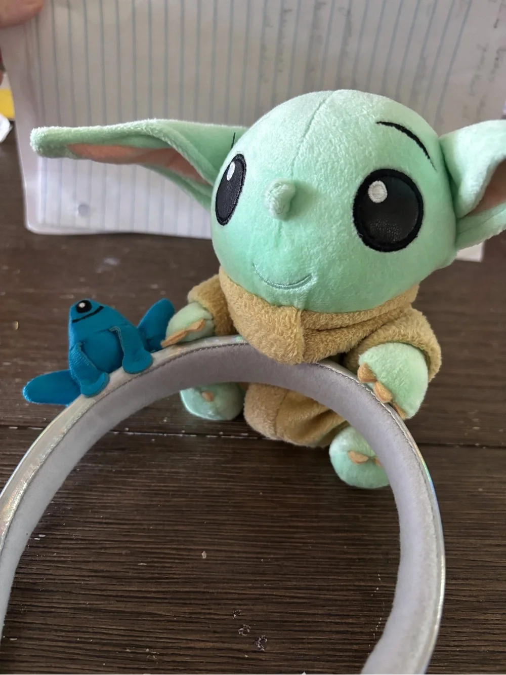 Star Wars Grogu Plush Headband in Light Green with Blue Frog